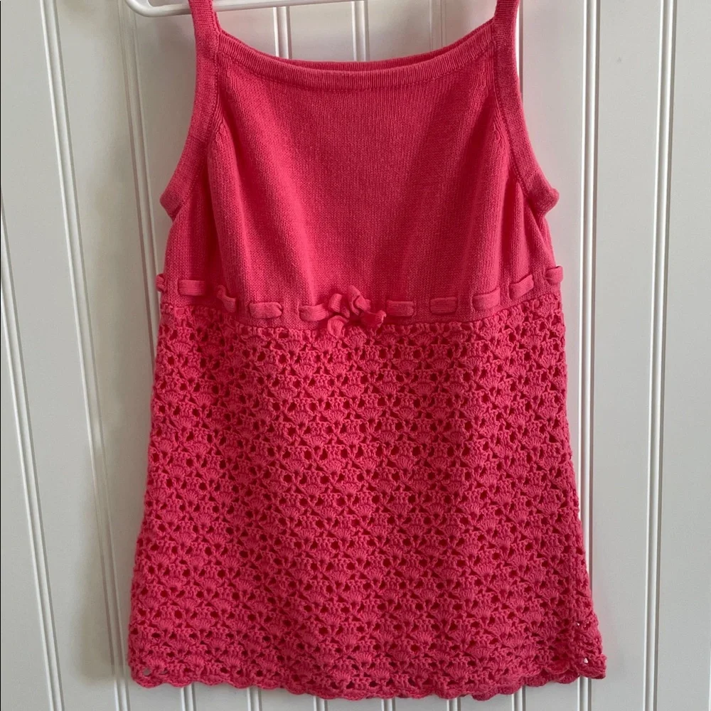 GYMBOREE GIRLS PINK CROCHETED KNIT TANK SWEATER TOP SIZE 10